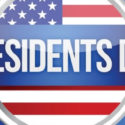 Presidents Day graphic featuring bold text and American flag colors, relevant to holiday celebrations and HVAC services by Laney's Inc.