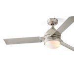 Ceiling fan with light fixture, modern design, suitable for HVAC efficiency and home comfort.